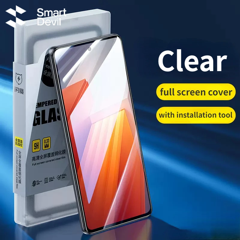 SmartDevil Full Cover Screen Protector for VIVO iQOO Neo 9 Tempered Glass Film HD Clear Anti-fingerprint for iQOO Neo 9 Pro