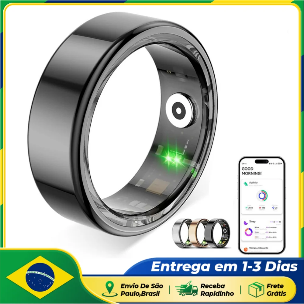 Smart Ring Anel Inteligente Wearable Saúde Sono Monitoramento IP68 À Prova D'água Compatível Android iOS