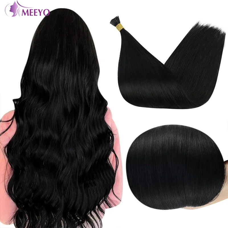 

I Tip Human Hair Extensions 24 Inch Fusion Hair Extensions I Tip Color 1 Natural Black Remy Human Hair Extensions Keratin Hair