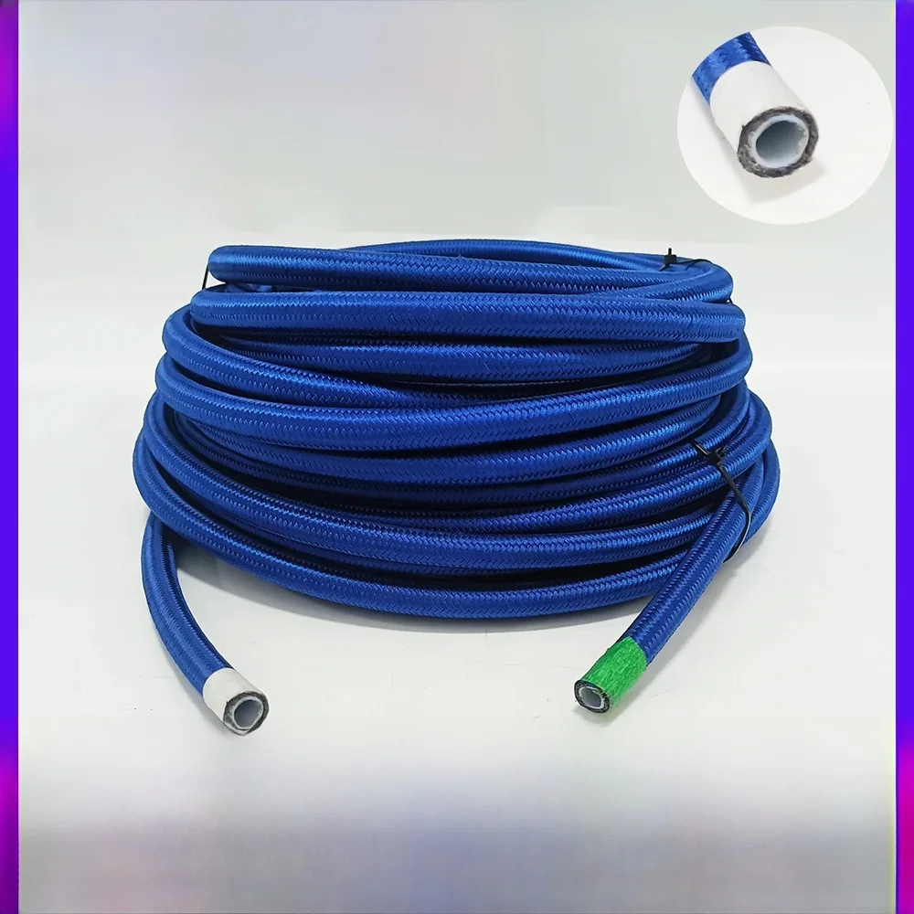 PTFE Wysokotemperaturowy wąż paliwowy Chłodnica oleju i gazu Przewód rurowy Rura Nylon Pleciony ze stali nierdzewnej 1M AN4 -AN20 Niebieski — zdjęcie 2