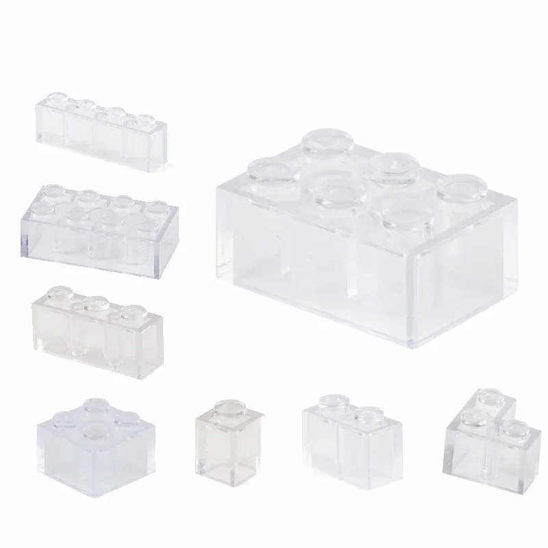 Blocs de construction blancs transparents, figurines épaisses, briques éducatives, taille créative, adaptées à d'autres marques, accessoires de jouets de bricolage en plastique