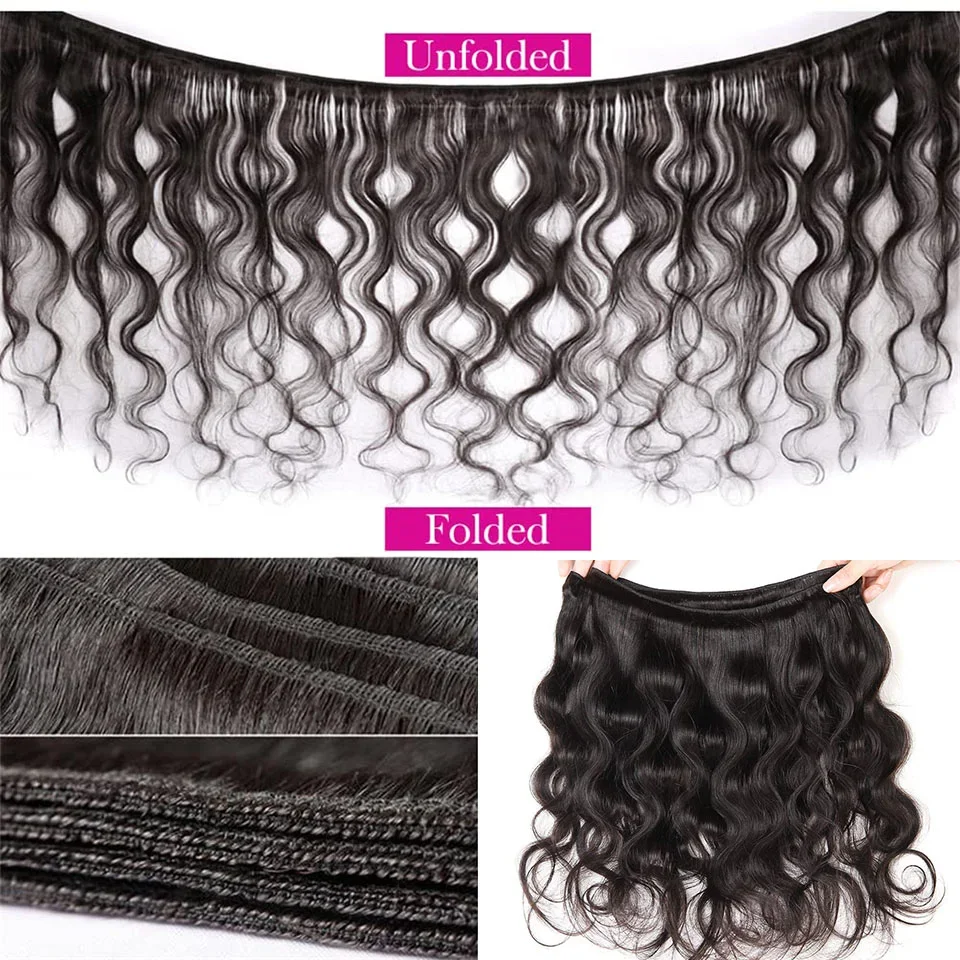 2x6 Middle Part Lace Closure with Bundles 20 22 24 inch Body Wave Human Hair Bundles with Closure Brazilian Raw Hair Extensions