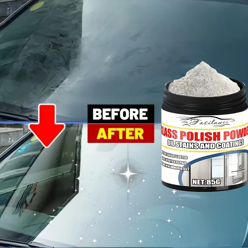 Premium glass polishing powder, professionally removes blur and fine scratches from glass surfaces - suitable for polishing and