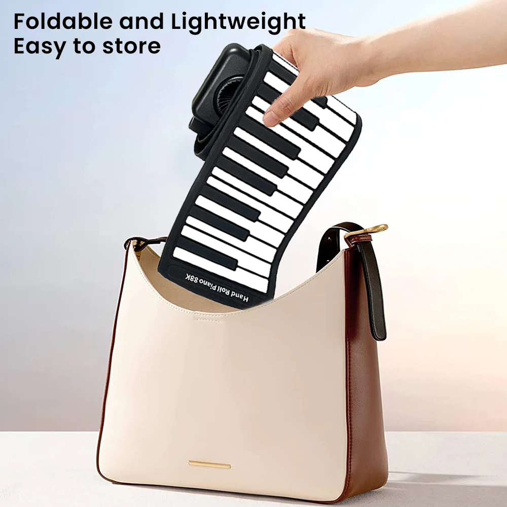 نشمر لوحة المفاتيح البيانو 88 مفتاح الممارسة المنزلية المحمولة الرقمية الكهربائية لوحة مفاتيح البيانو القابلة للطي مع مكبر الصوت المدمج #6