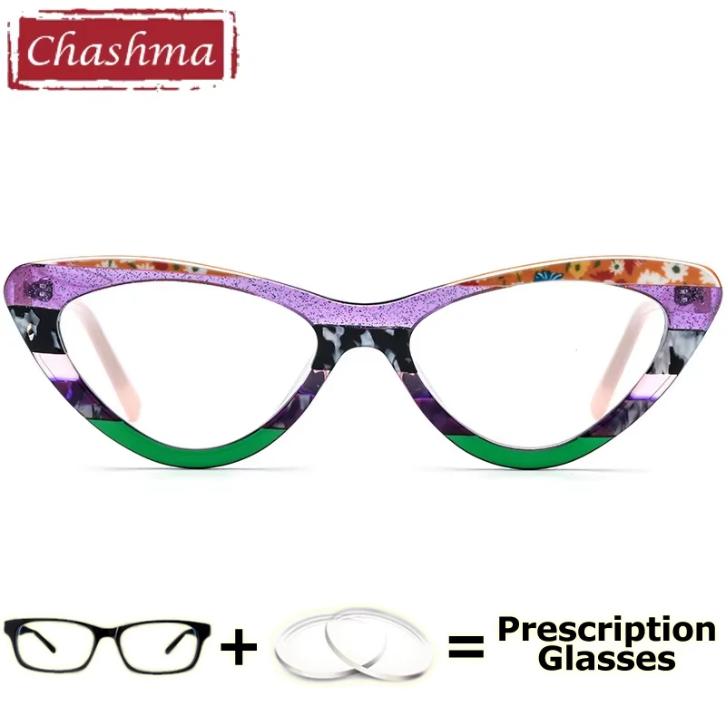 Chashma Cat Eye Glasses Frame Optical Eyewear Fashion Designer Myopic Eyewear for Lady Elegant Luxury High End Reading Glasses