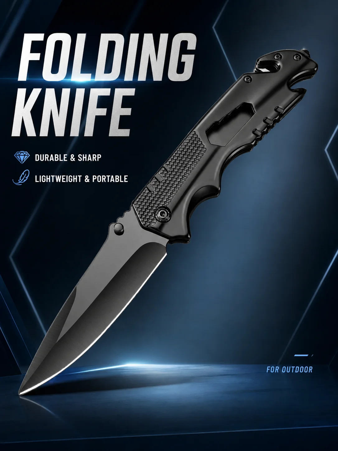 Multifunction Folding Knife Stainless Steel EDC Pocket Tool Compact Outdoor Camping Utility Knife for Everyday Use
