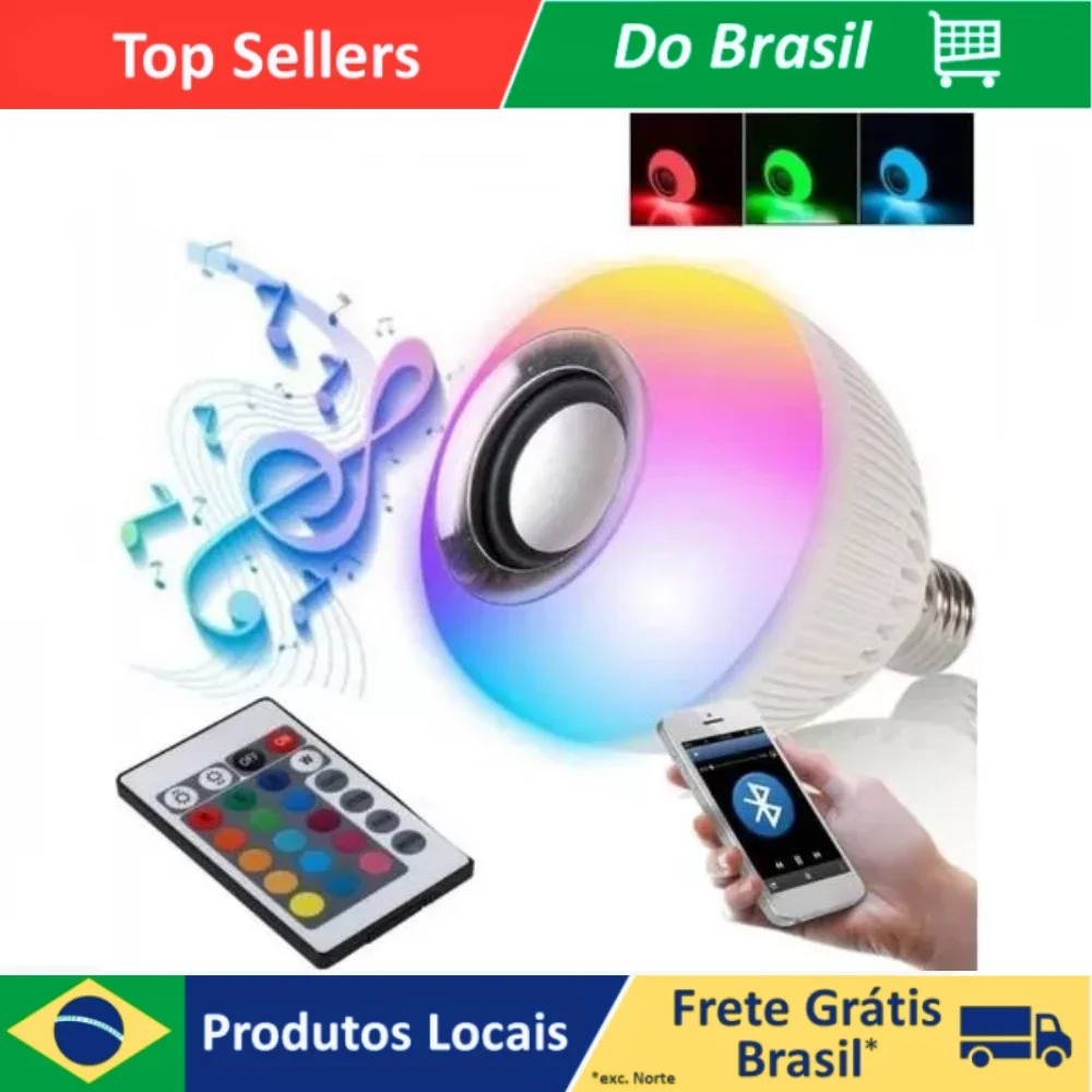 Lâmpada Musical Bluetooth Com Led Rgb + Controle Remoto