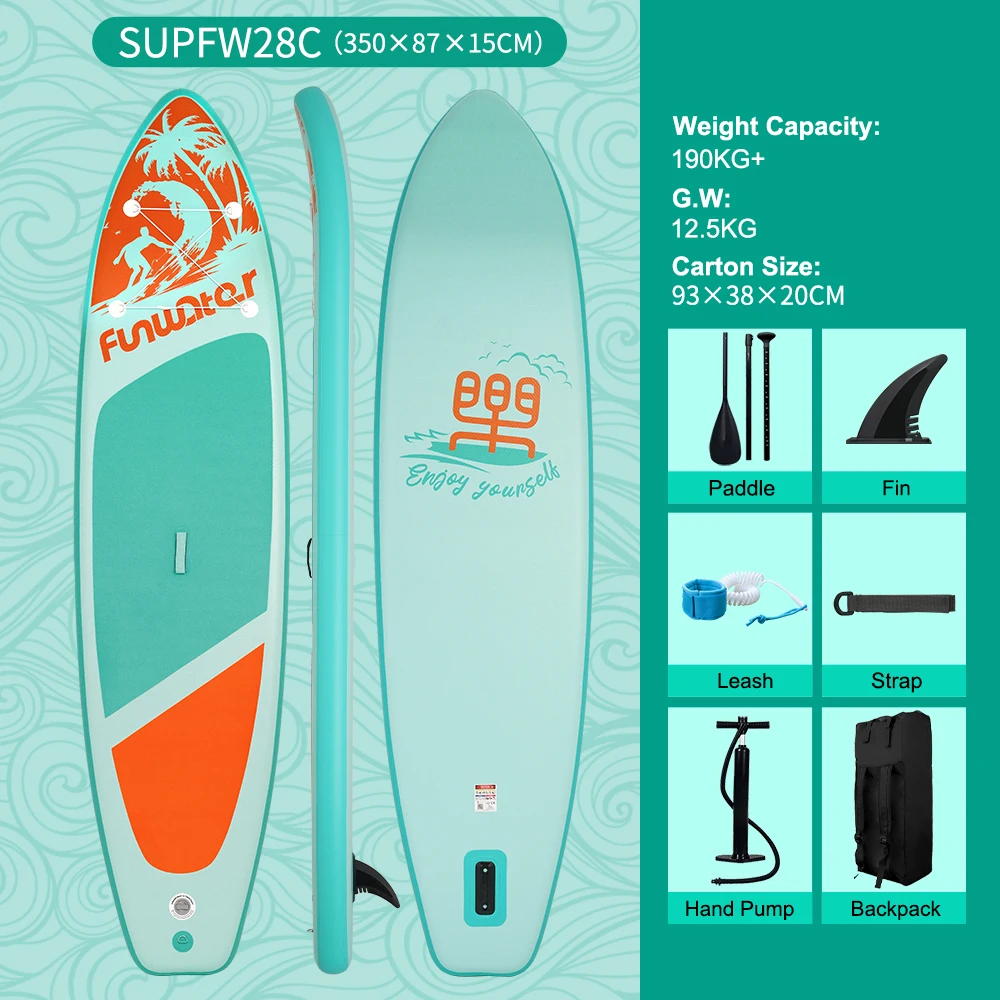 Feath-R-Lite Verticale Paddle Surfboard 350 * 87 * 15CM Maximaal draagvermogen 190KG + Paddle Stand Up Board Draagbare accessoires 6-delige set