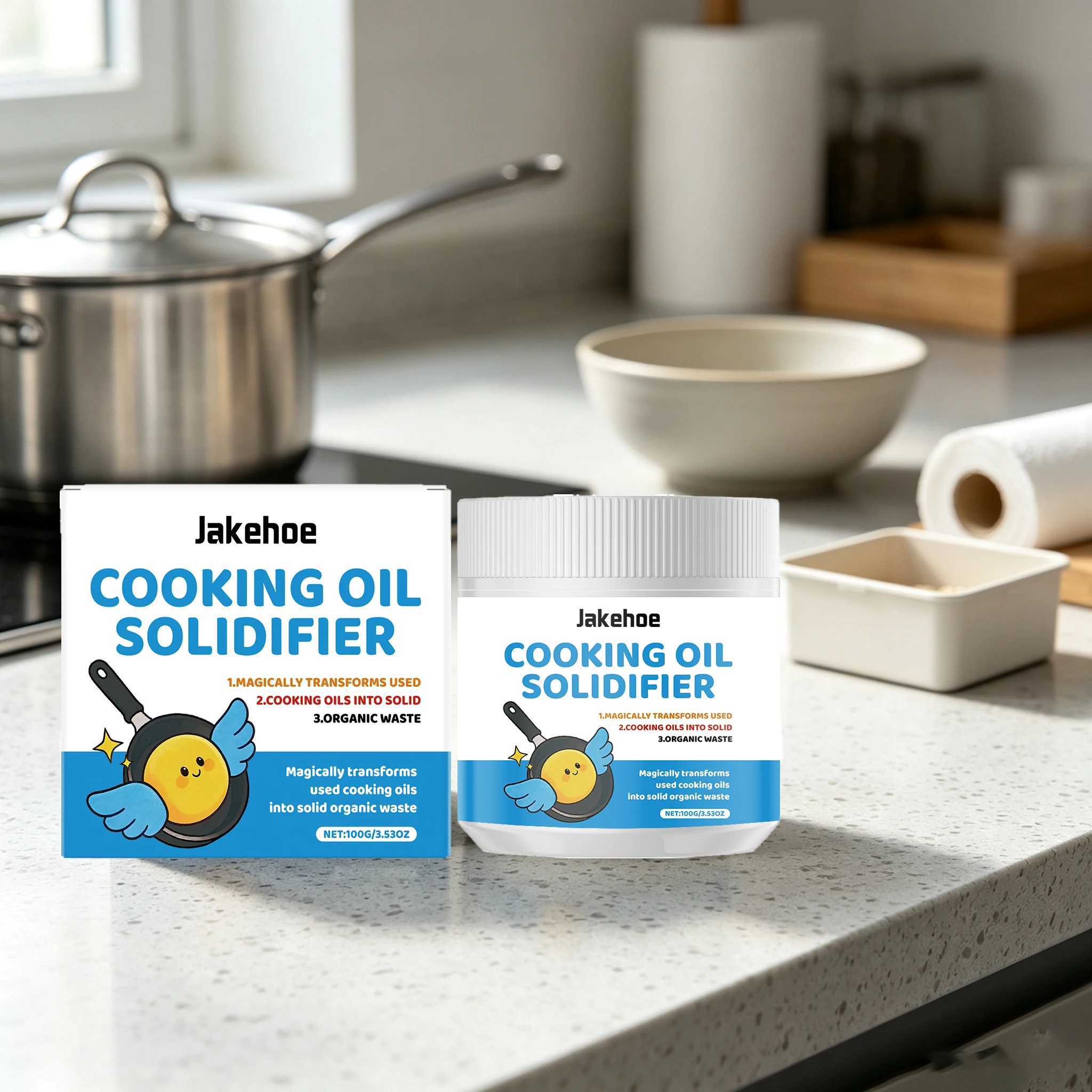 100G Waste Cooking Oil Solidifier Non-irritating Quickly Solidifies Various Waste Cooking Oil Odorless Simple Operation Kitchen Grease Hardener