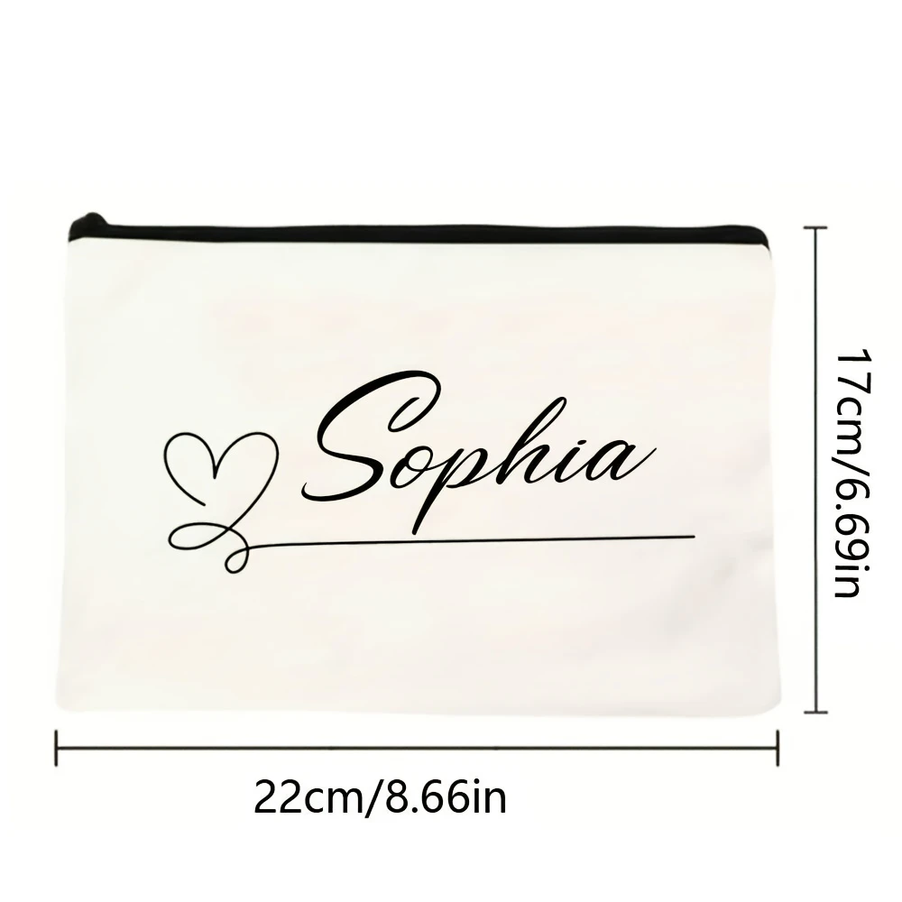 Customizable Name Makeup Bag - Personalized Zip Pouch, Lightweight Cosmetic Bag, Ideal for Bridesmaids, Teachers, Mothers