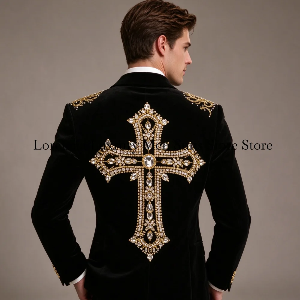 CuIntricate Embroidery Corset Tuxedo Men Suit Customized Sequin Male Prom Blazers 2 Pieces Set Wedding Groom Diamond Ropa Hombre