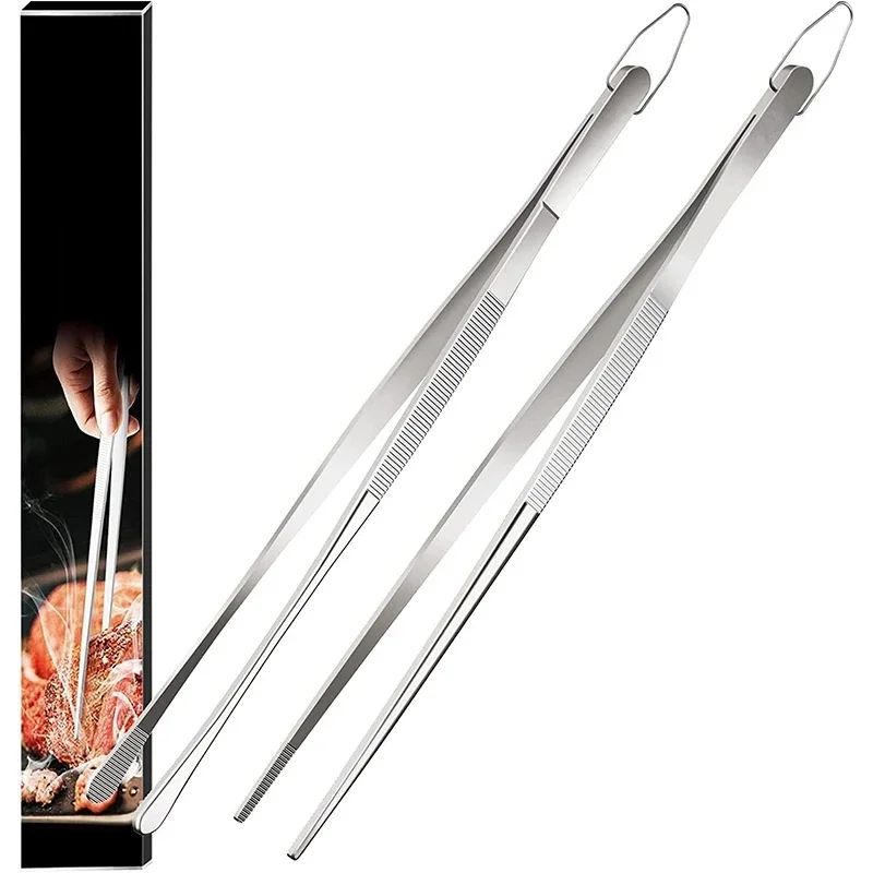 LMETJMA 2 szt. Pęseta kuchenna Heavy Duty szczypce do żywności ze stali nierdzewnej szef kuchni gotowanie pęsety do grillowania grillowanie gotowanie JT349 — zdjęcie 2