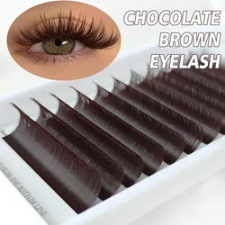 CoMango Brown Eyelashes Extension Single False Eyelash Super Soft Mix8-15 Lash Natural Brown Color Volume Fluffy lashes