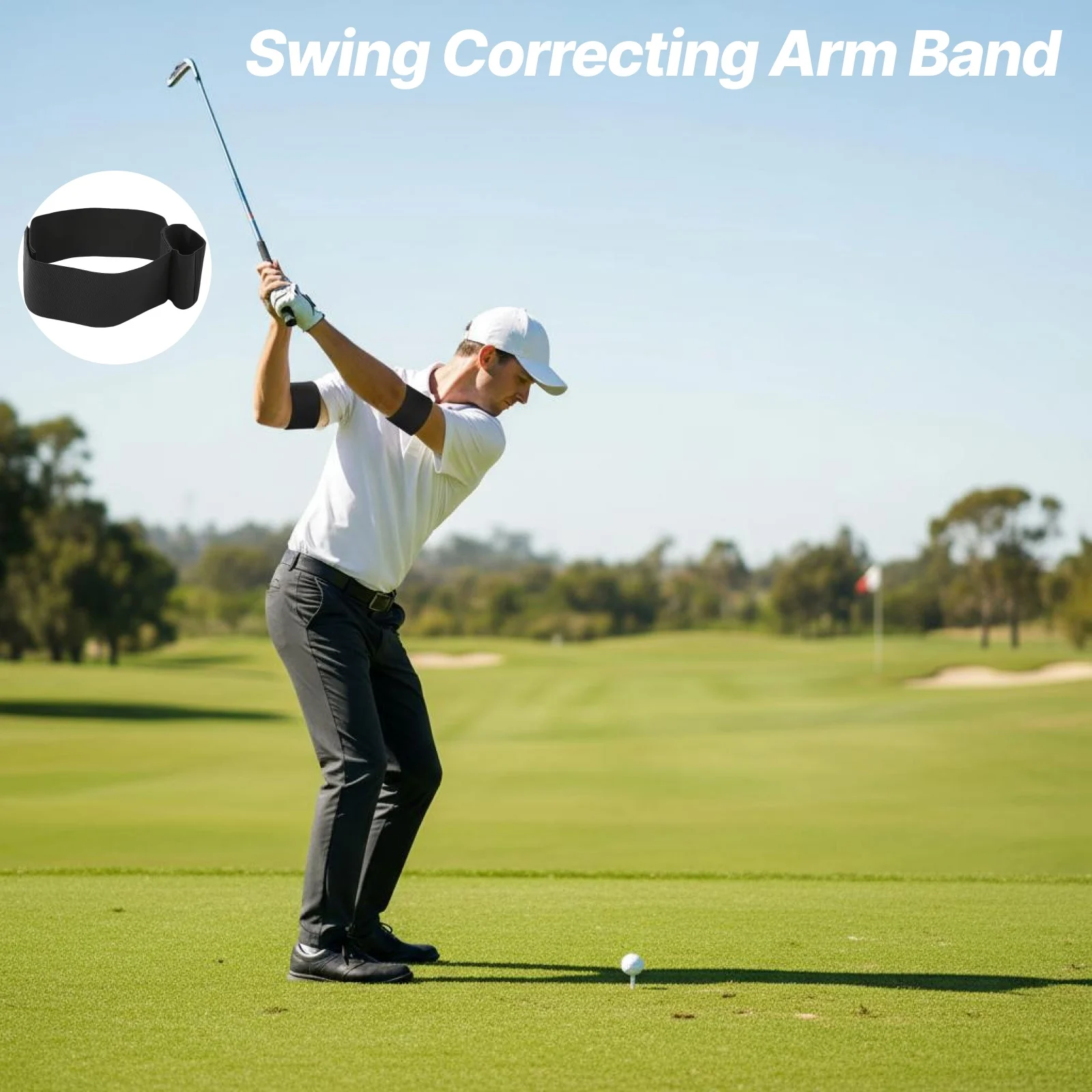 

Golf Swing Training Aid Elastic Arm Connection Band Practice Equipment for Beginners to Forming The Right Muscle Memory