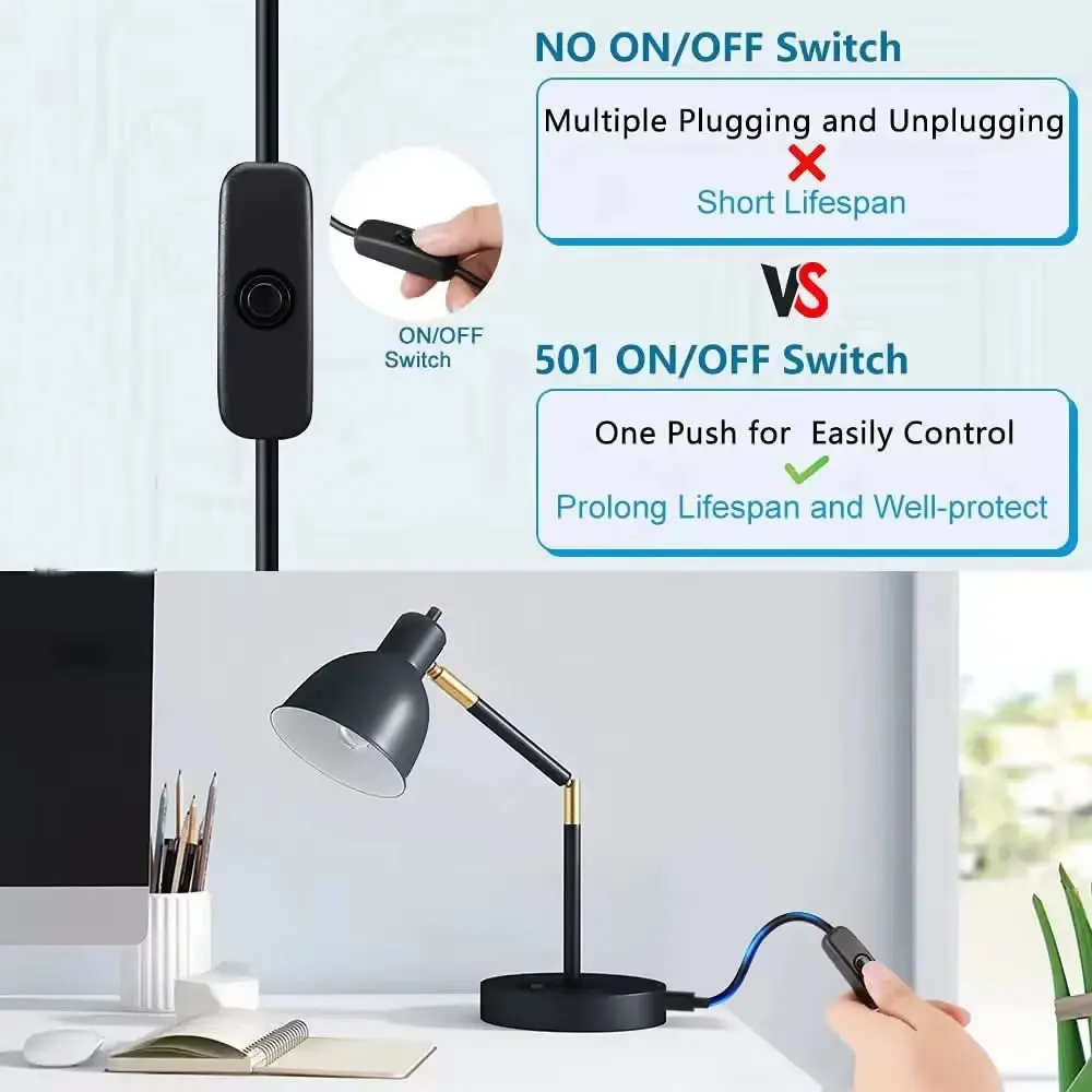 Kabel USB Jantan ke Betina dengan Sakelar On/Off, Kabel Pengisi Daya Ekstensi USB untuk Perekam Berkendara, Lampu Meja LED, Kipas USB, Strip LED