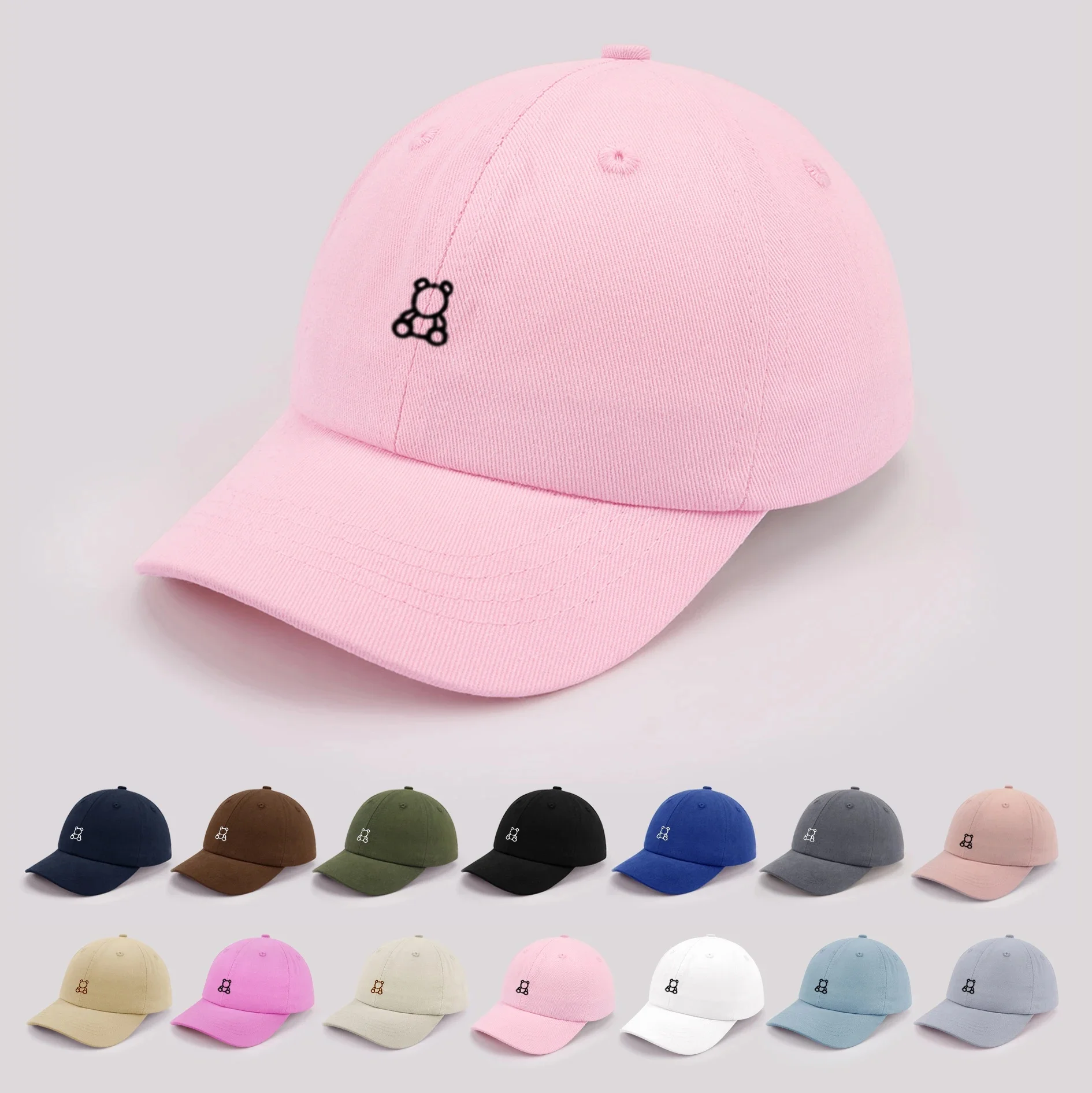 Casquette de Baseball ours de dessin animé pour bébé, joli chapeau de soleil de couleur unie avec oreilles, casquette d'été réglable pour enfants, garçons et filles