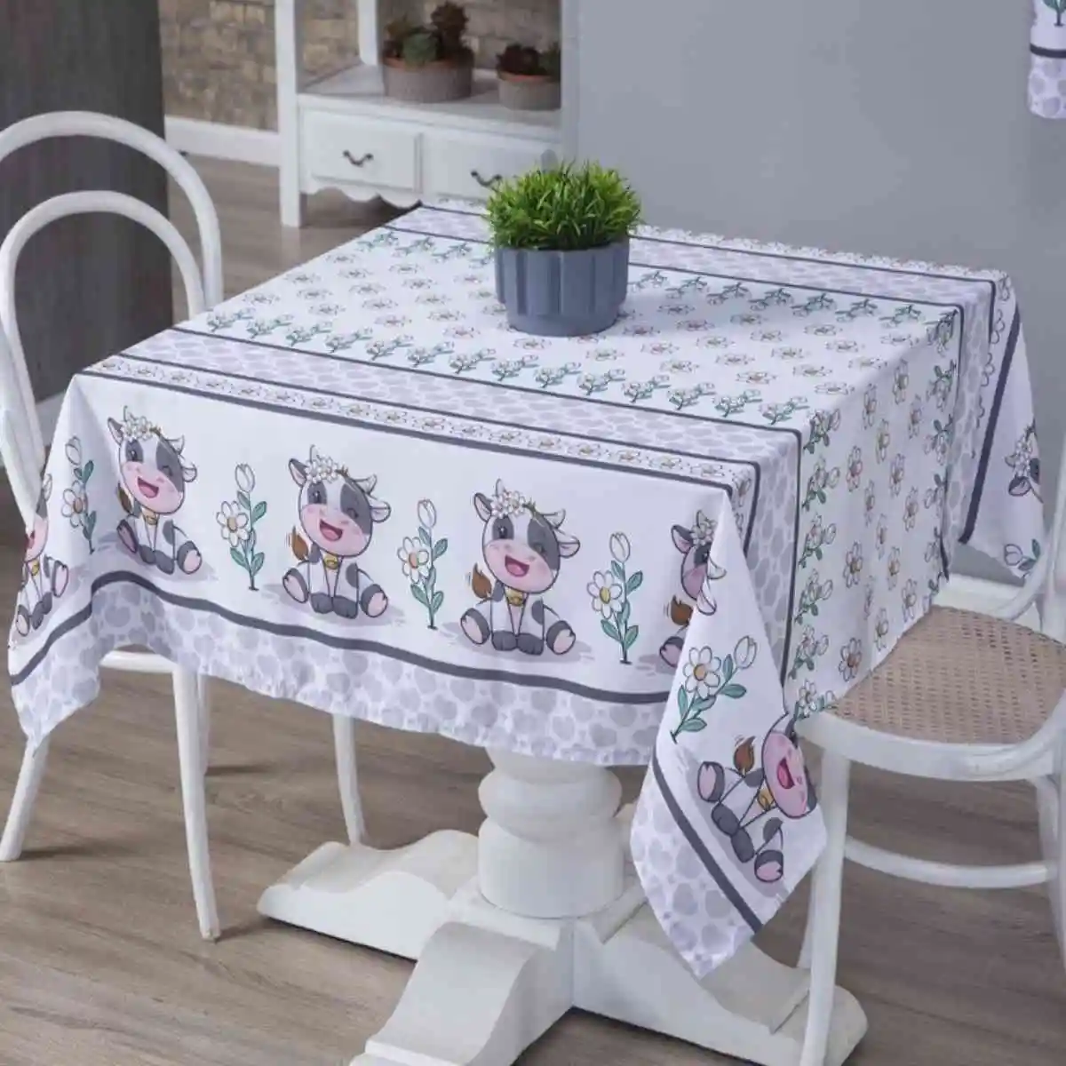 Toalha De Mesa Cozinha Luxo 6 Lugares Estampada Decoração