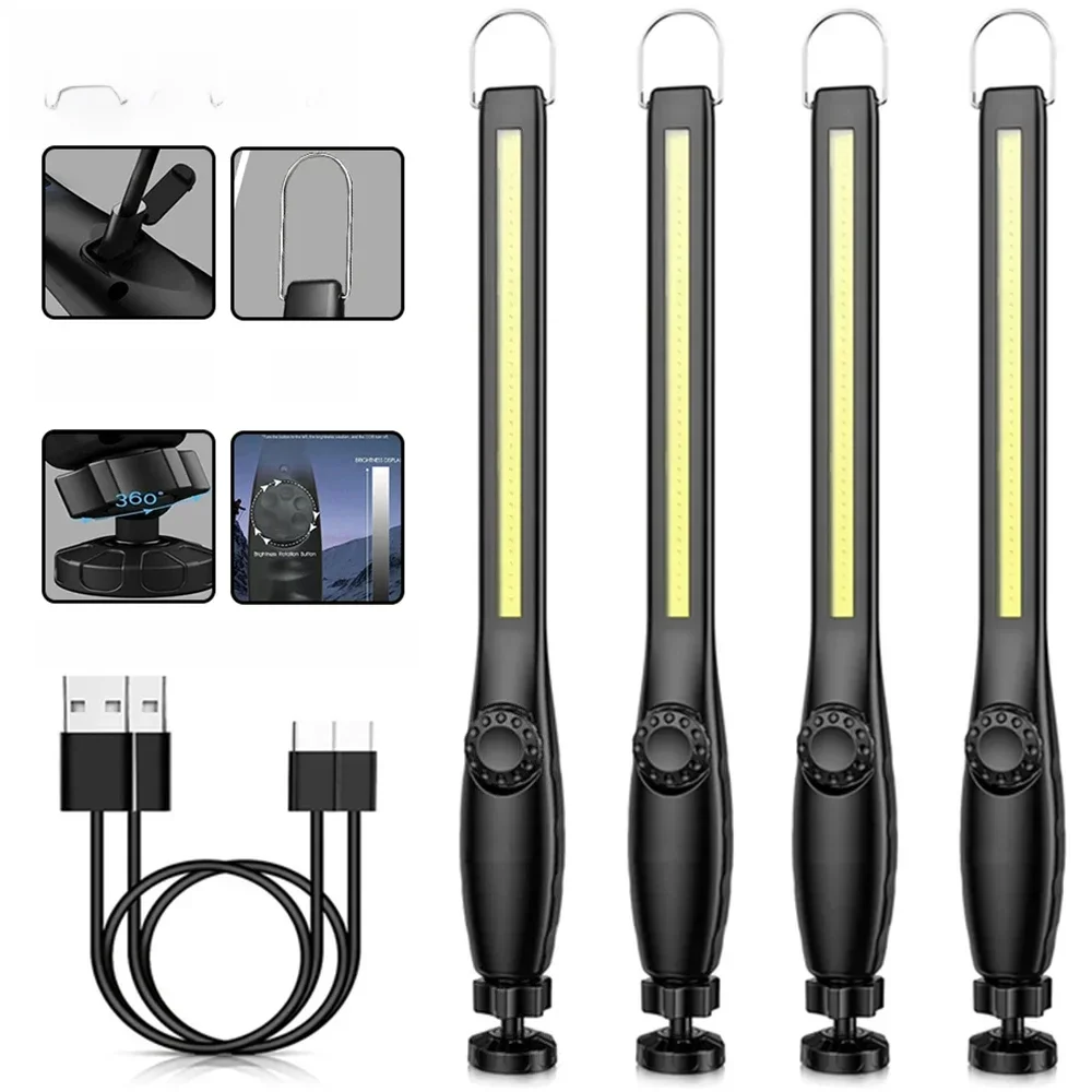 Latarka LED COB z możliwością ładowania na USB Magnetyczna lampa robocza Potężna przenośna latarka z wbudowaną baterią 3000 Mah Latarka kempingowa — zdjęcie 2