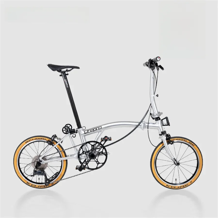 AliExpress E litepro Litepro 16 Inch 9-Speed Folding Bicycle S9 Aluminum Alloy Three Fold Retro Commuting Folding Bike for Adults Portable