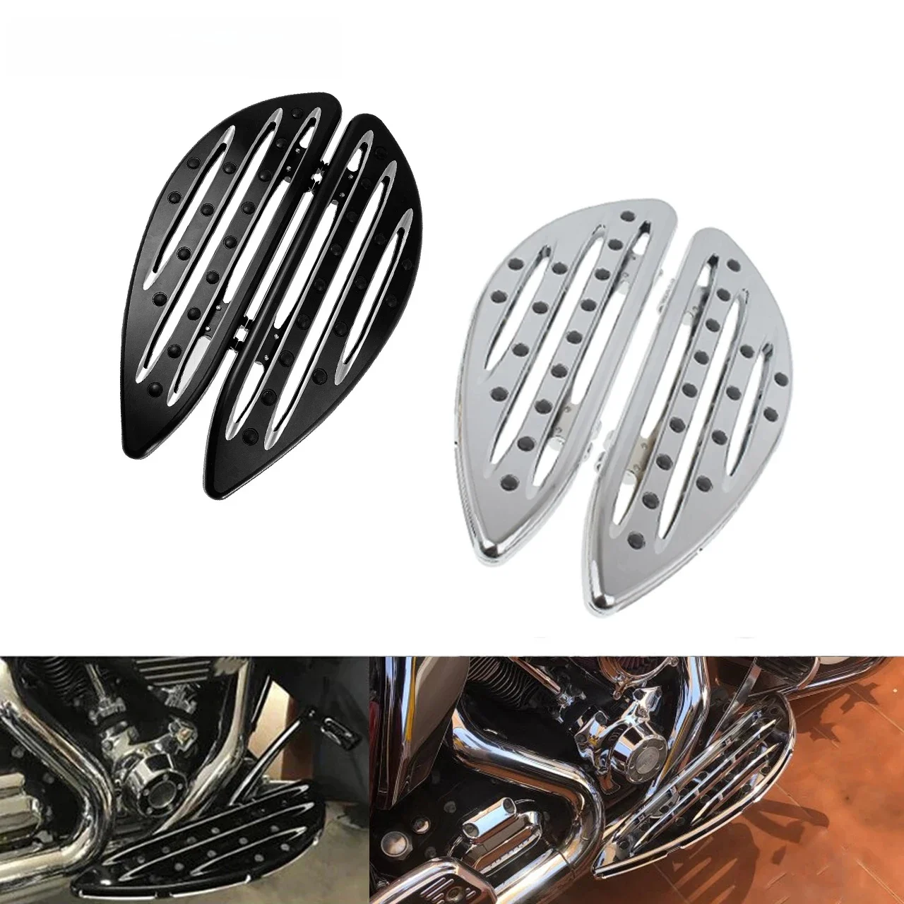 Motorfiets Driver Uitgerekt Front Floorboards Zwart/Chrome Voetsteunen Footrest Voor Harley Touring Softail Electra Glide Road King - afbeelding 2