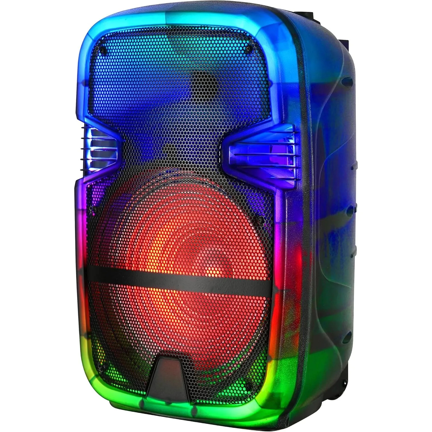 Altavoz Bluetooth Portatil XO-F51 con Subwoofer de 8 Pulgadas y Luces LED RGB Sistema de Sonido Estereo de 10W Potente Incluye Microfono de Cable y Mando a Distancia Soporta TWS Radio FM USB y Tarjeta TF Bateria Recargable Negro Profesional para Exterior