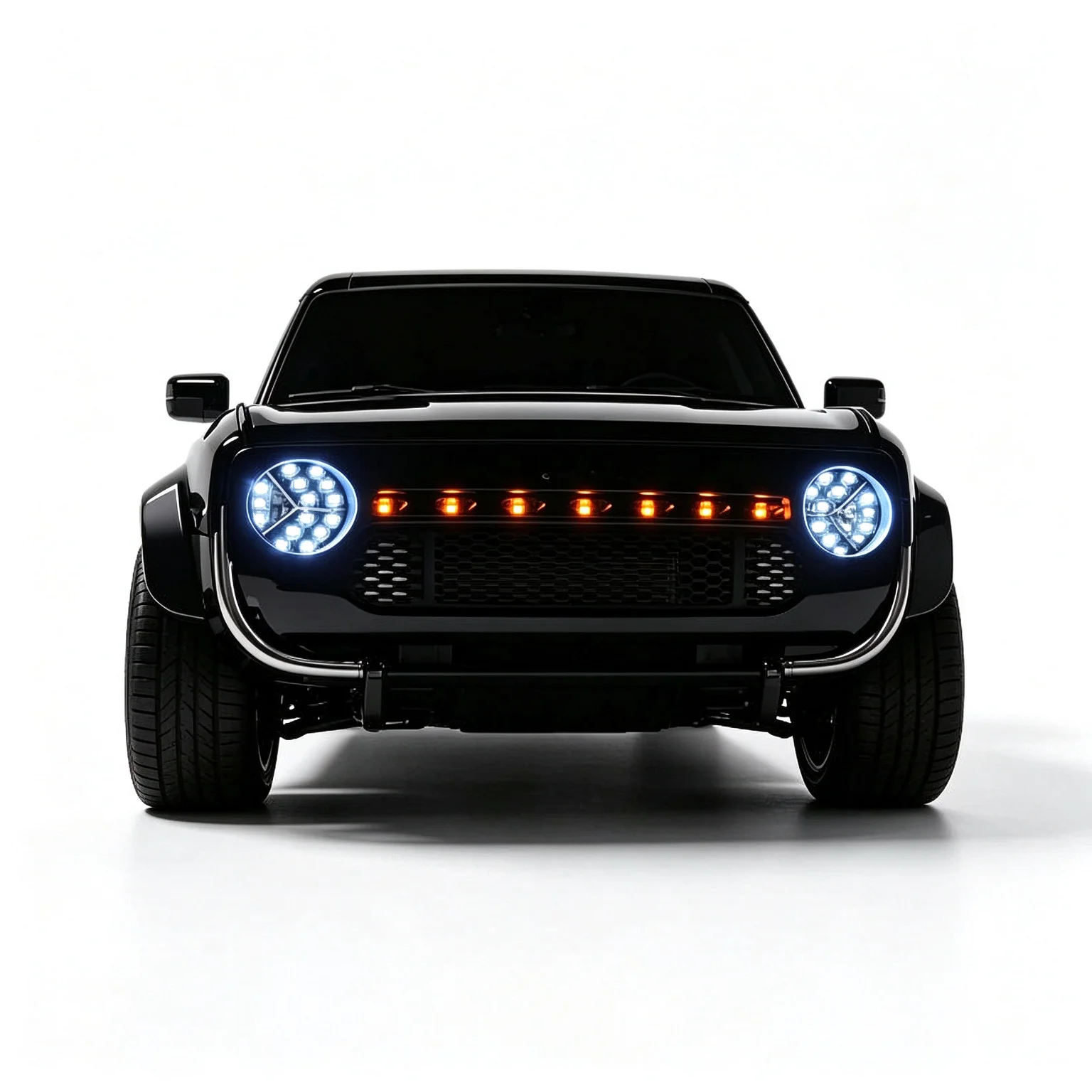 D1RC Black Hawk Titanium Alloy RC Crawler LED Light Kit Car Shell Headlights Steering LED Headlamp for Remote Control Crawlers