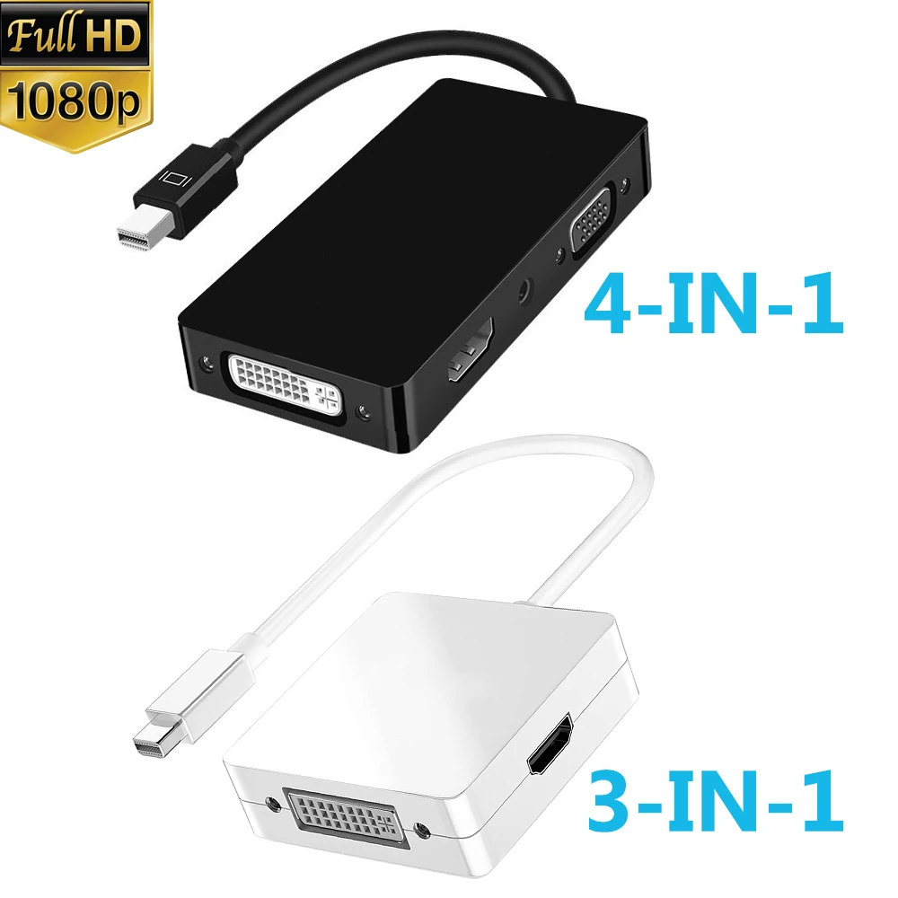 Mini DisplayPort to HDMI VGA DVI Audio 4-in-1 Adapter Cable for Apple Macbook Pro Air Mini Thunderbolt 2 to VGA HDMI DVI Adapter