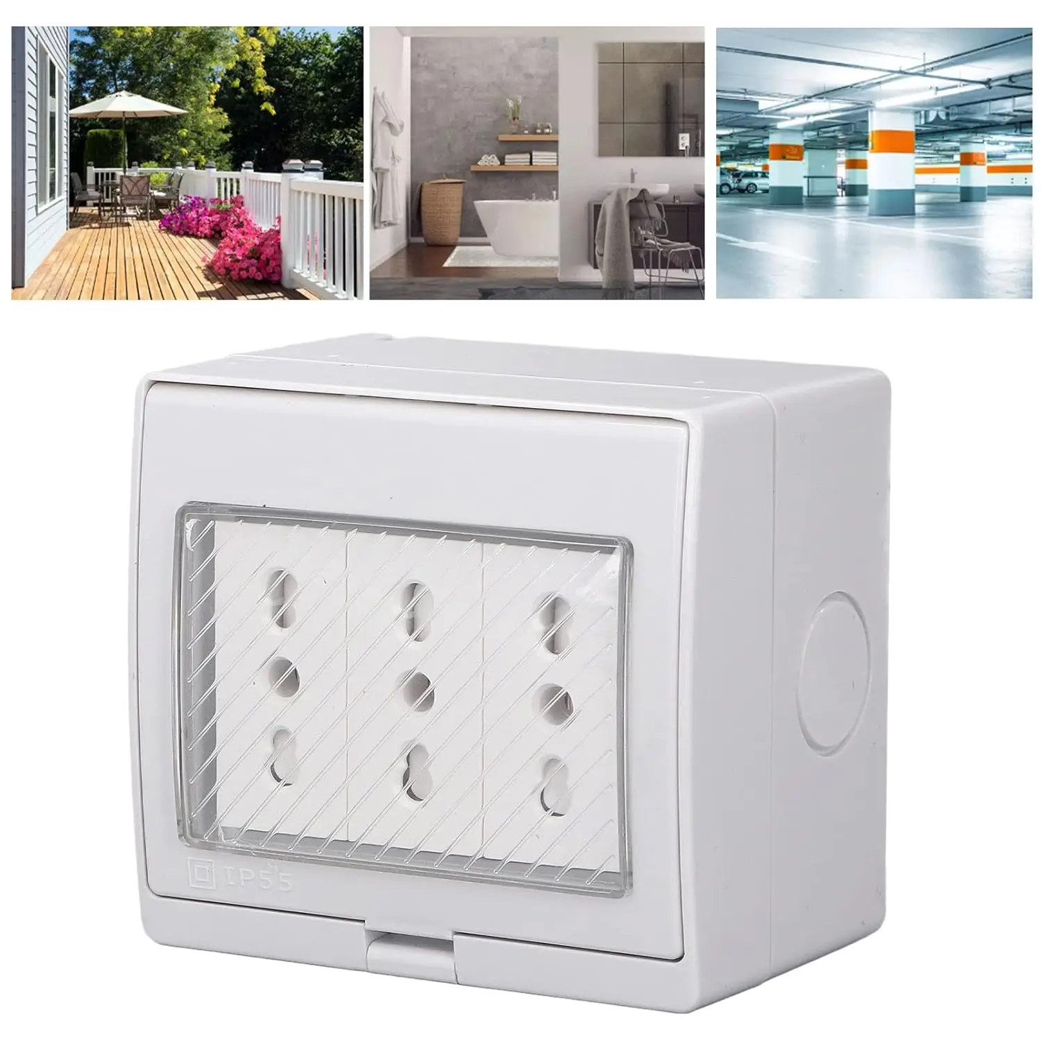 

Waterproof Wall Socket Italian Standard IP55 10/16A 250V Hydrobox Outdoor Triple Port Rainproof Chilean Plug for Patio Balcony