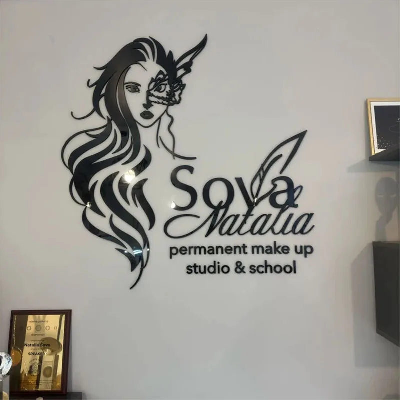 Custom Business Logo 3D Acrylic Wall Sign Beauty Salon Hair Studio Office Backdrop Decoration Company Name Advertisement Signage