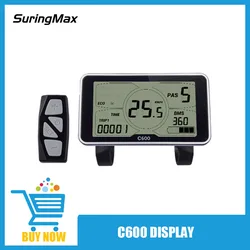 Schermo LCD con display in pietra grande per bicicletta elettrica, strumento Ebike, connettore impermeabile, protocollo 5S, C600, 36V, 48V