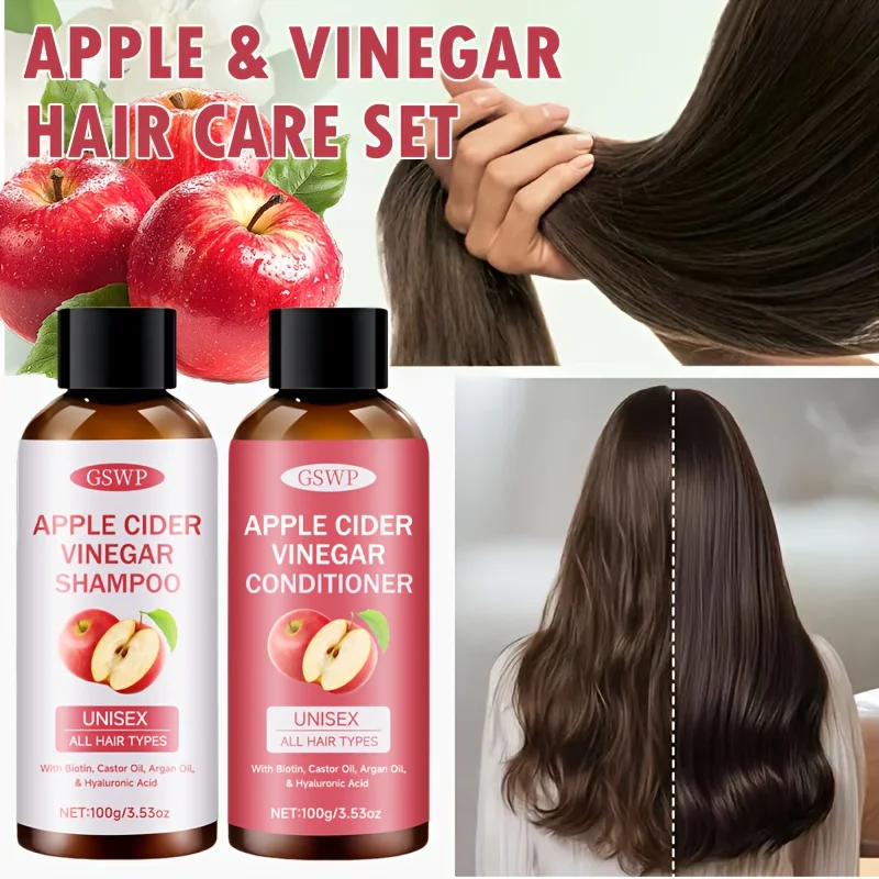 Set de Champú y Acondicionador de Vinagre de Sidra de Manzana GSWP: Hidrata Profundamente, Limpia Suavemente y Fortalece el Cabello 100g+100g