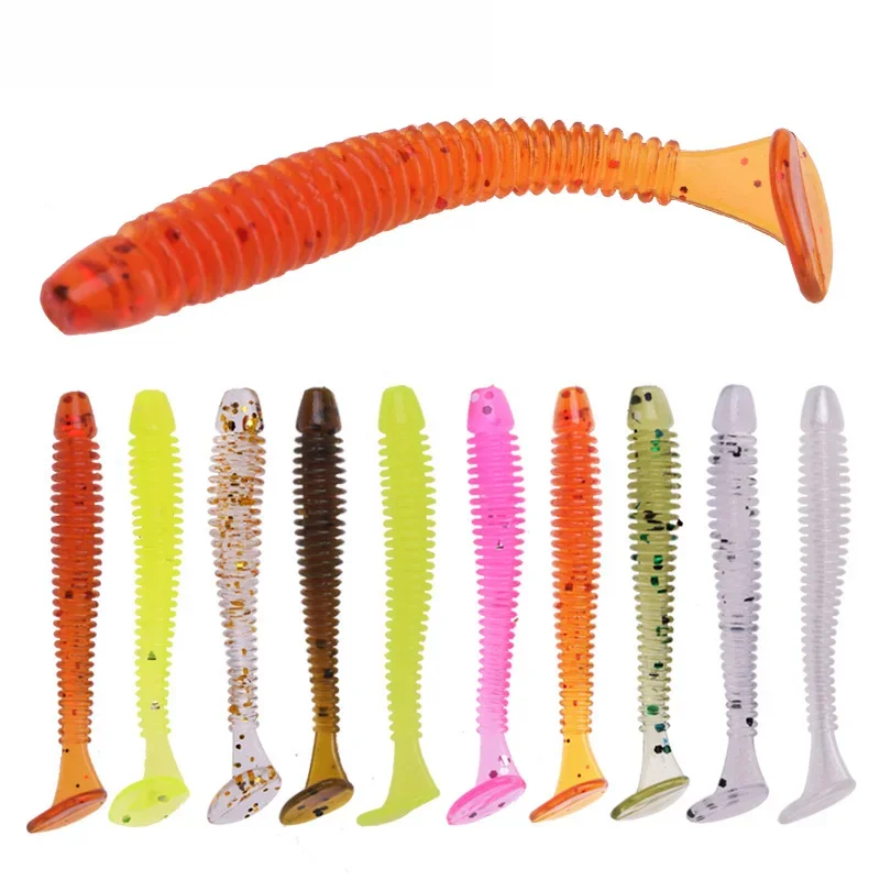 10 sztuk/partia silikonowa spirala robak miękkie przynęty 5cm 0.8g Shad Carp Minnows Jig woblery sztuczna gumowa przynęta Swim Baas Pesca Tackle — zdjęcie 2