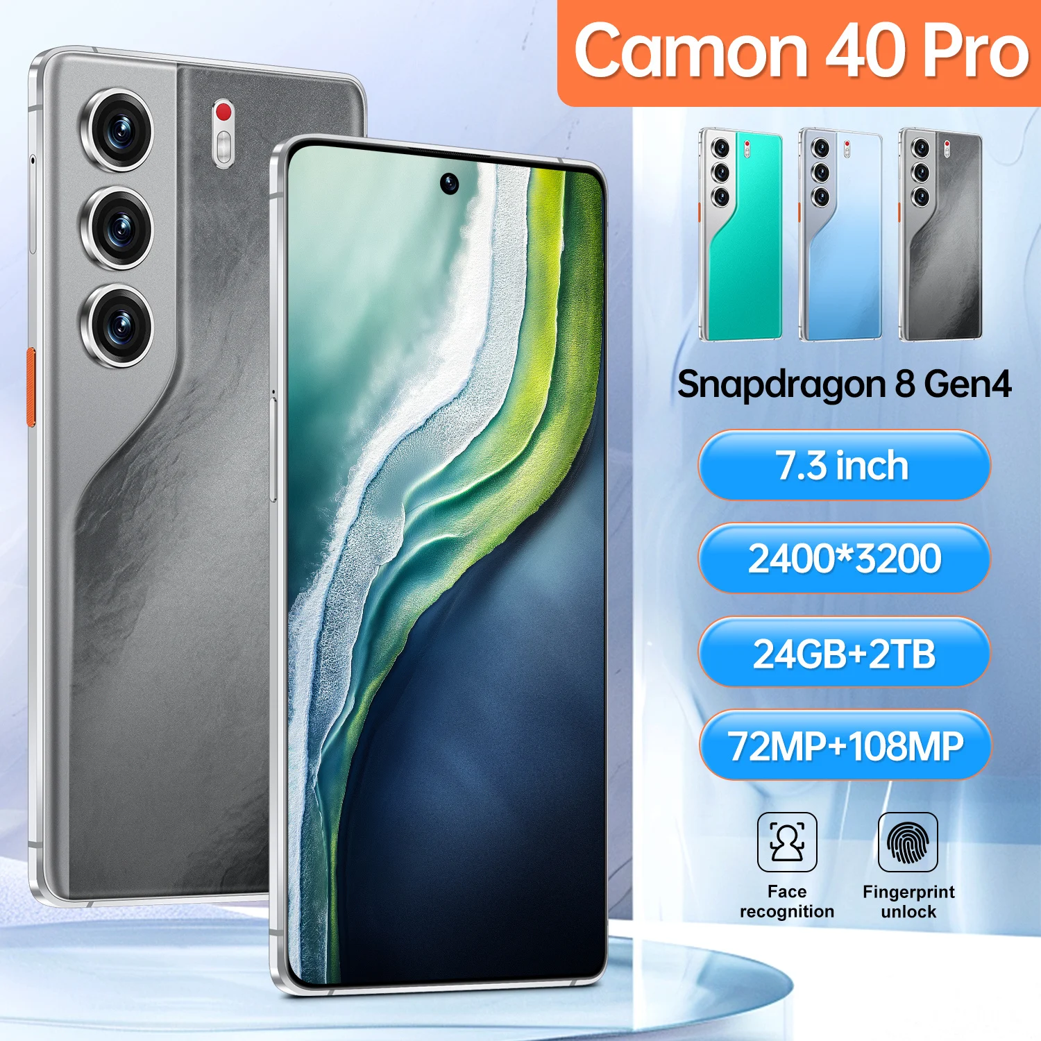 

НОВЫЙ Camon 40 Pro HOT 2025 оригинальный интеллектуальный 5G двойной режим ожидания система Android 14 глобальная версия аккумулятор 7800 мАч