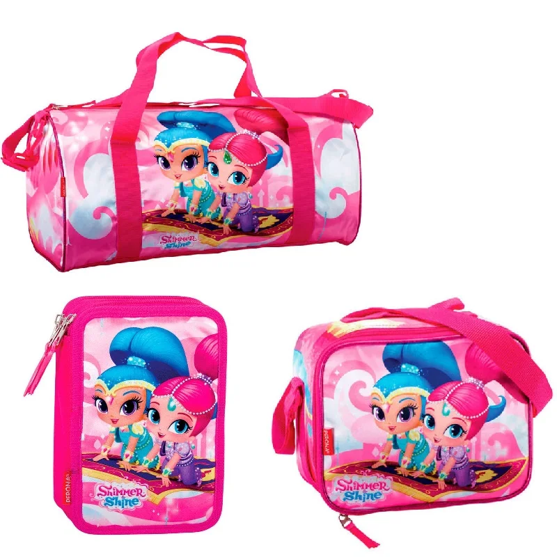 Shimmer and Shine + Triple Plumier + sport bag Pack + 55255 55247 + Montichelvo, Perona, boy, girl, shop, new, original, gift, official license