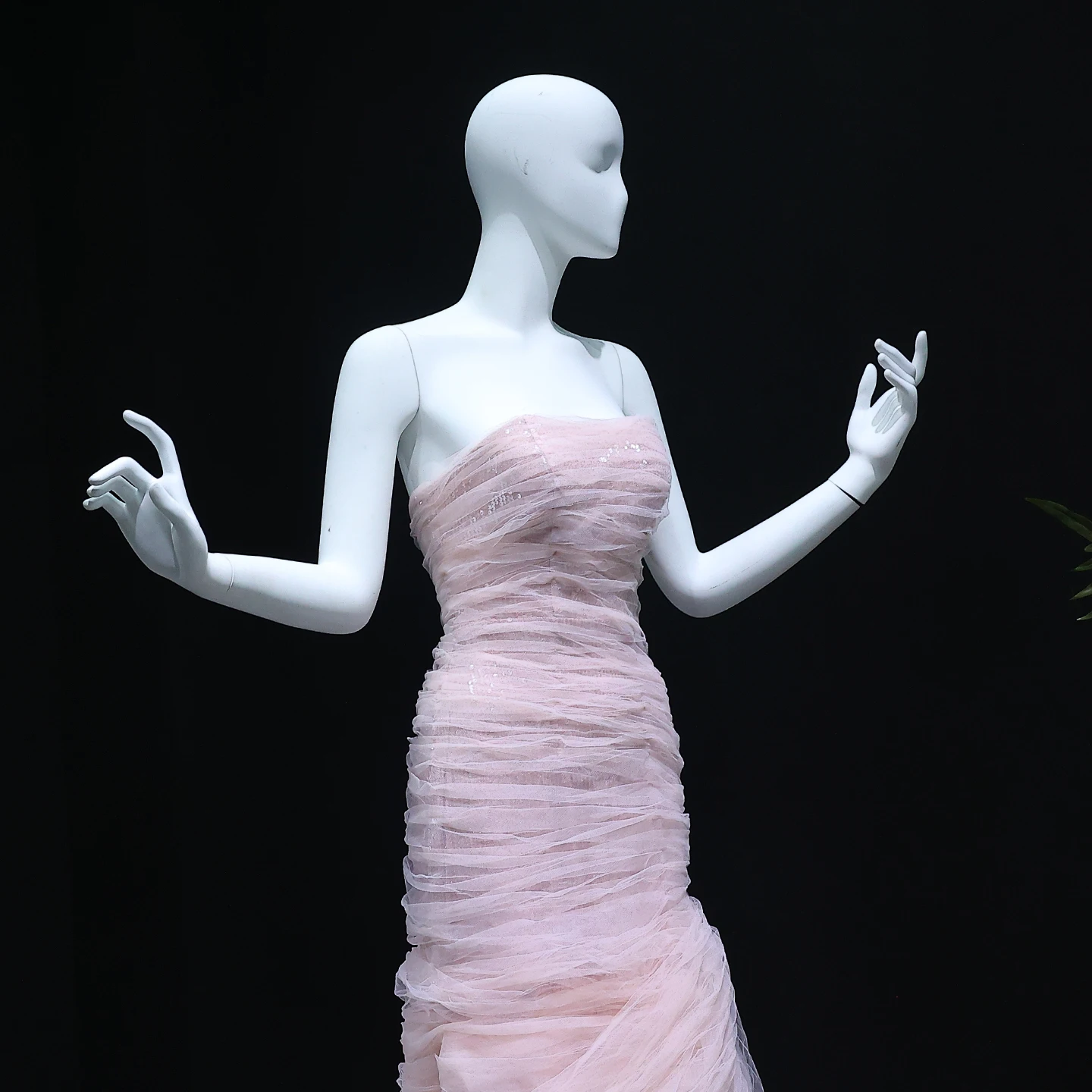 샤론 사이드 우아한 핑크 스트랩리스 두바이 이브닝 원피스, 스팽글 아랍어, 웨딩 원피스 가운, SF409 맞춤형