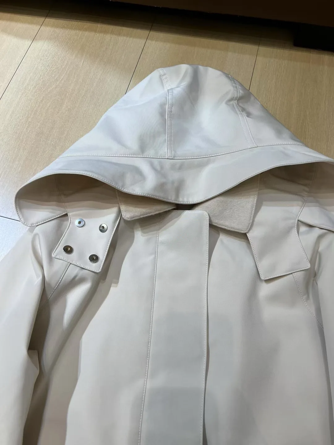 Winter-autumn luxurious solid color women's hooded jacket windbreaker