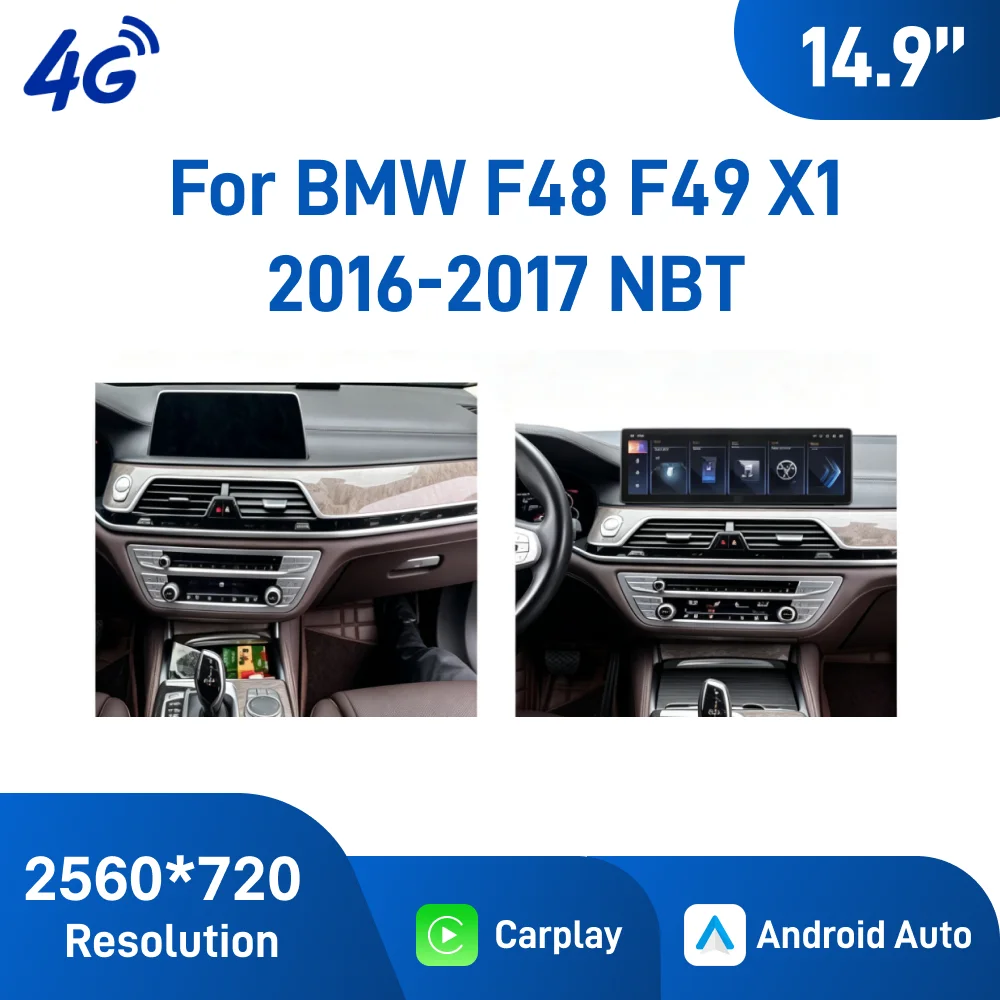 For BMW X1 F48 F49 2016-2017 NBT 14.9 Inch Android Car Navigation , GPS Multimedia Player, Wireless CarPlay, Touch Screen