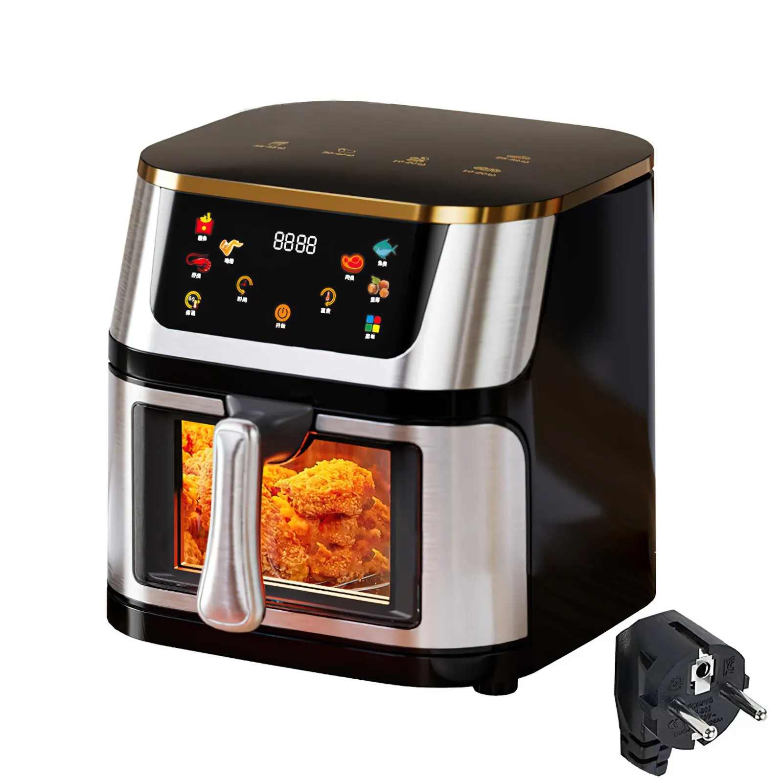 12L  Large Capacity Air Fryer Toaster Oven LED Touch Screen Large Visual Window  Accessories Included High Hot Air Circulation