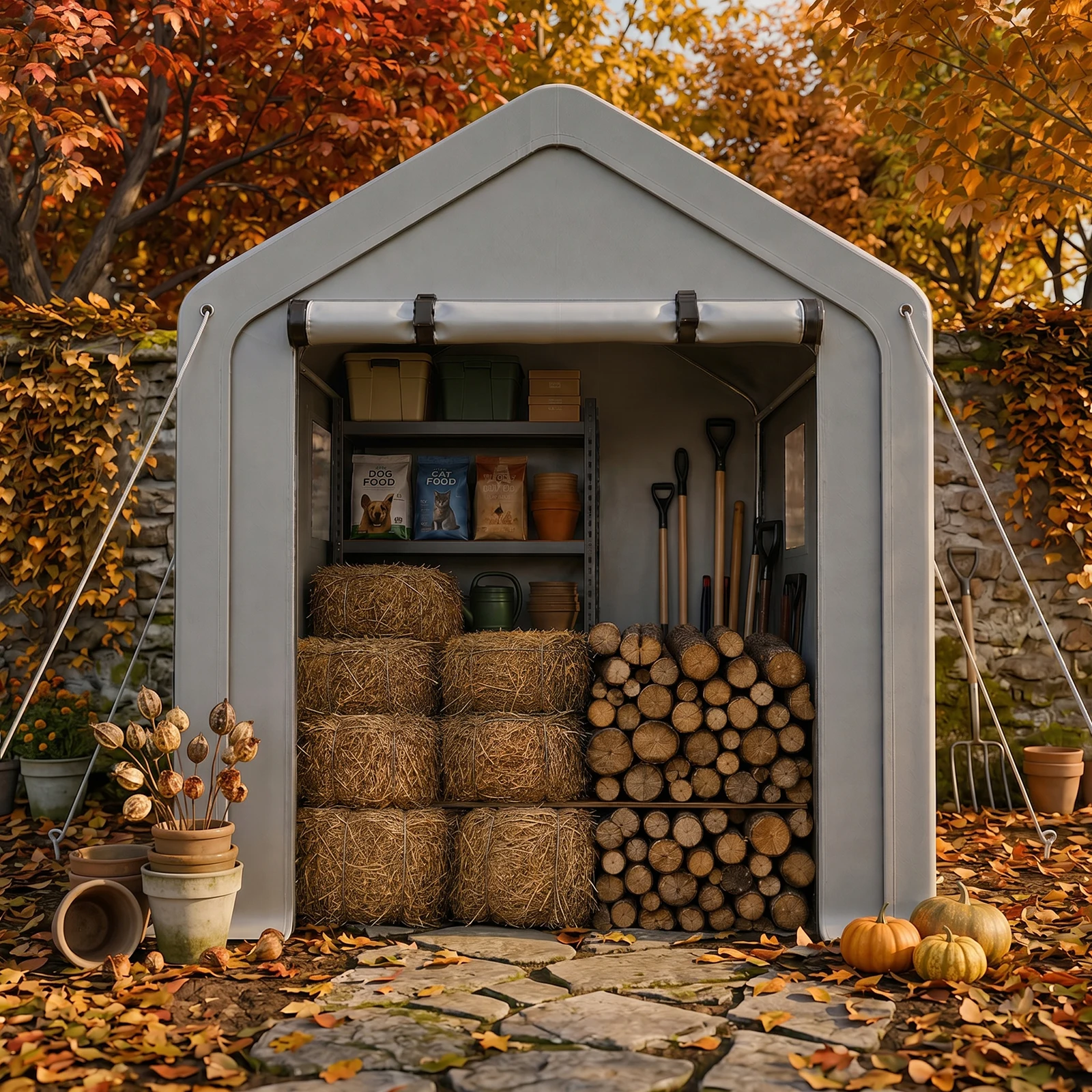 6x10 FT Storage Shed with 2 Roll-up Windows, Heavy Duty Bike Tent