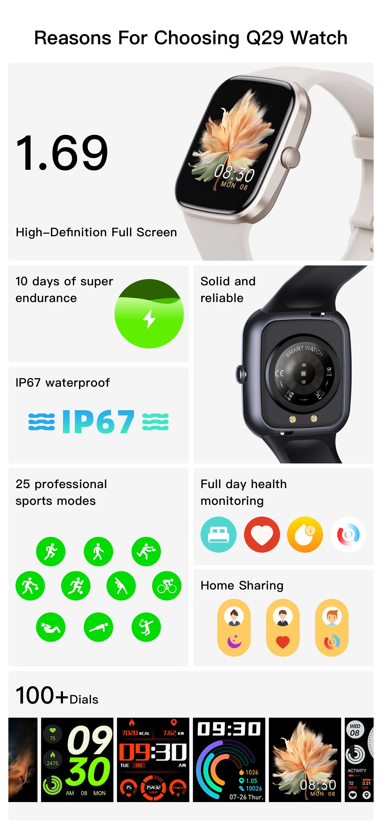 Bluetooth Smart Watch for Sport and Health Monitoring Work well with Android and iPhone,Stress and Sleep, Keep Health App