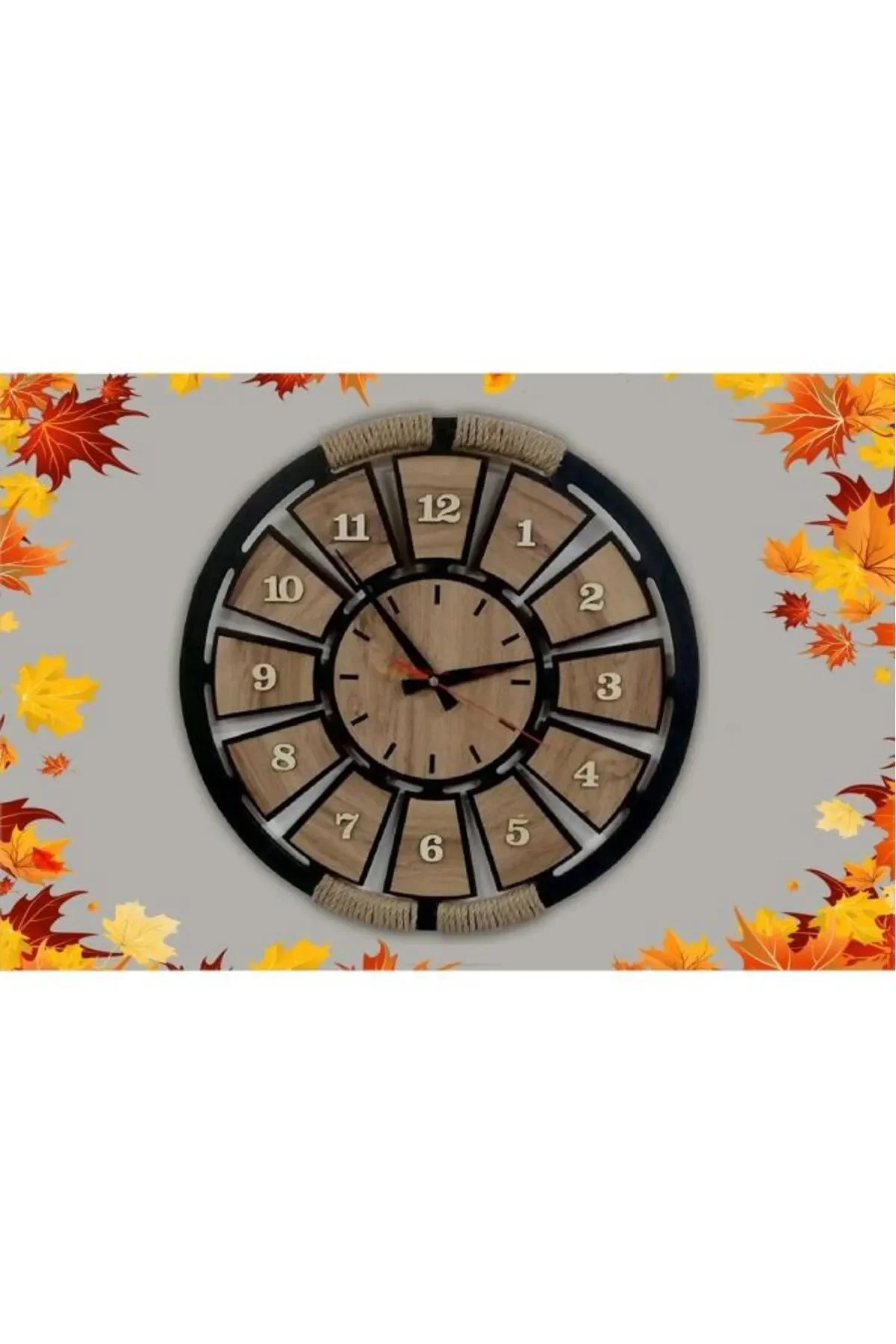 Wooden Rope Decorative Wall Clock Maple Decorative Wooden Wall Clock 40x40 Cm