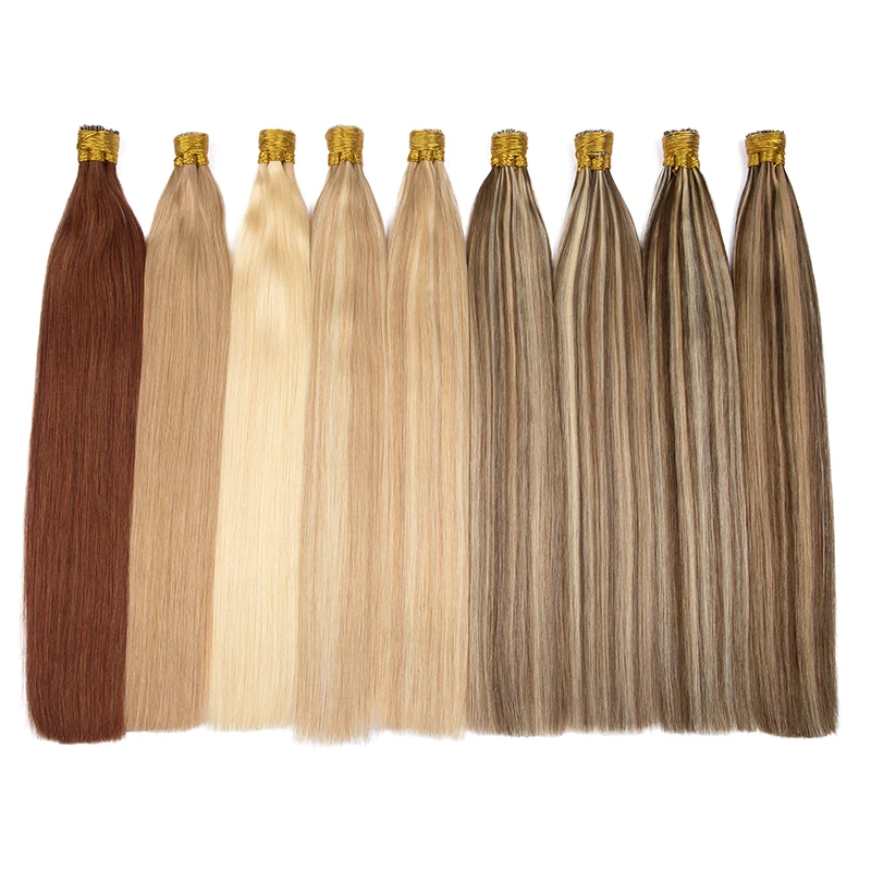 Extensão do cabelo humano reto, ponta extensão do cabelo, cápsula de queratina, fusão natural, 0,8g 1g por Strand, 50 pcs por conjunto