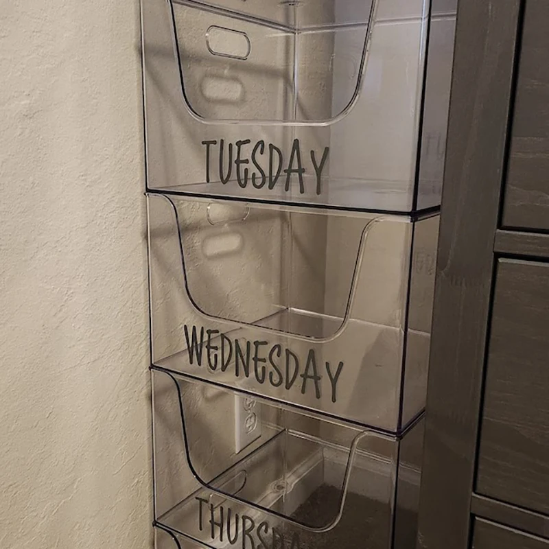 Days Of the Week Labels Decals Personalized Organization Drawer Label Vinyl Sticker Classroom Sub-folder Organizing Decal Decor