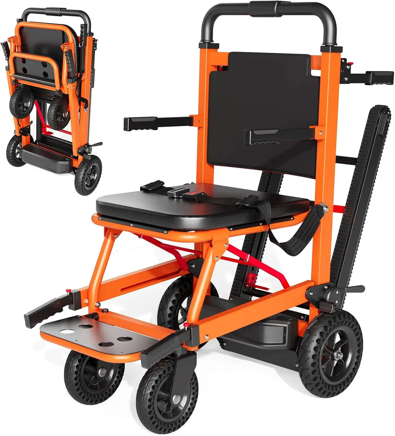 Electric Stair Chair Stair Climbing Wheelchair 440 lbs Max Load with Adjustable Backrest and Arms - Heavy Duty Assist Track