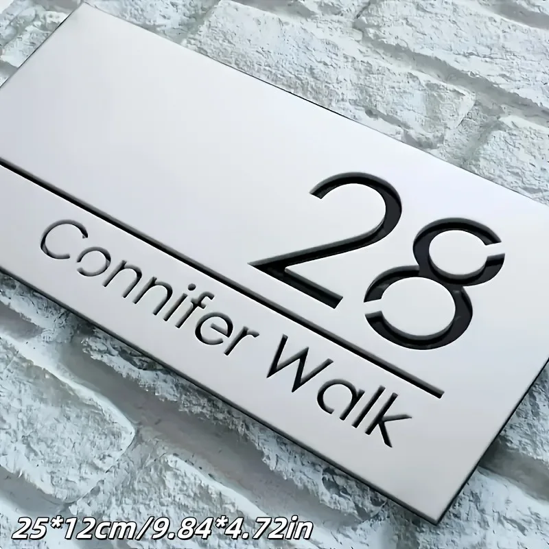 Customizable Home Decor Laser-Cut Acrylic Door Signage - Modern Address Signage with Digital Street, Residential and Commercial