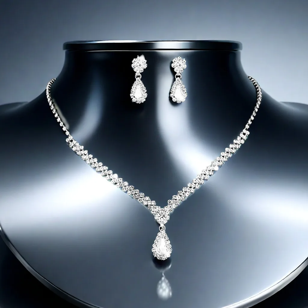 3pcs Bride Crystal Necklace Earrings Set Wedding Jewelry Sets Rhinestone Choker Necklace Prom Jewelry Set for Women and Girl