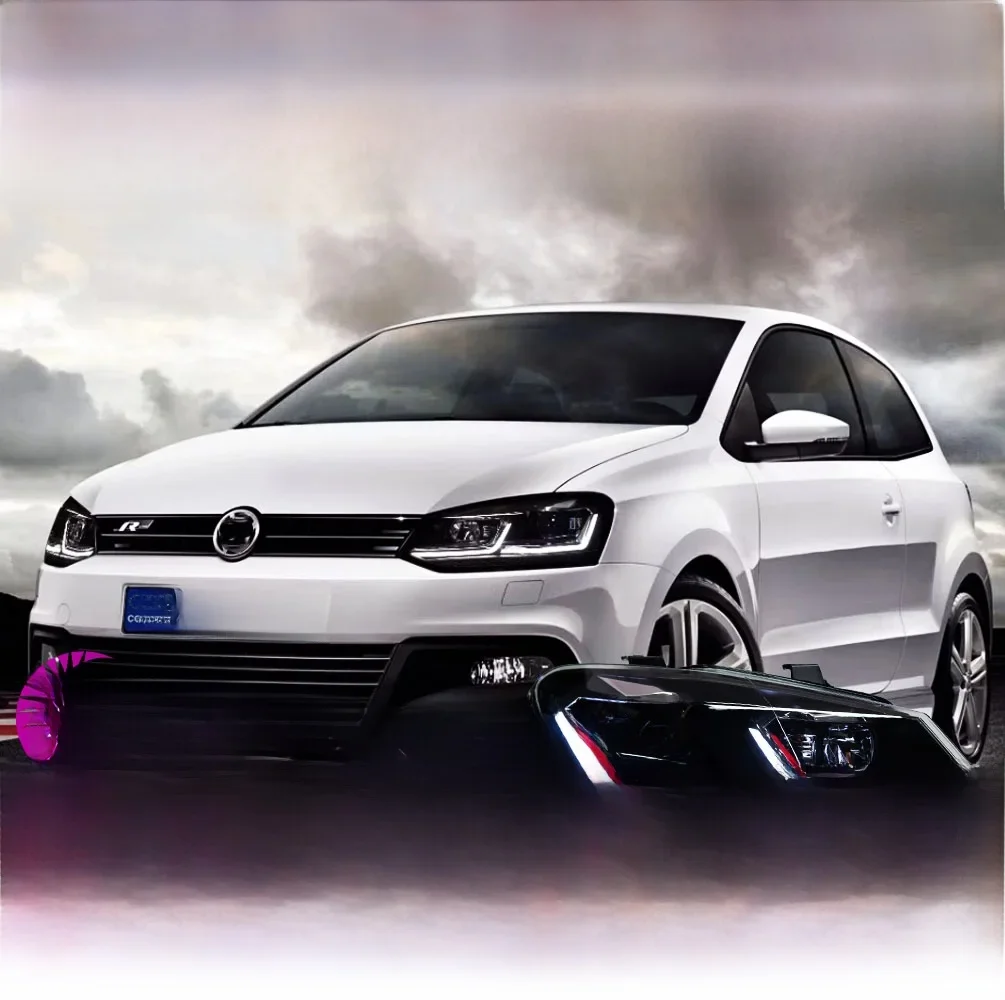 AKD Hoofd Lamp voor VW Polo LED Koplamp 2011-2018 Koplampen POLO DRL Richtingaanwijzer Grootlicht Angel Eye projector Lens - afbeelding 2
