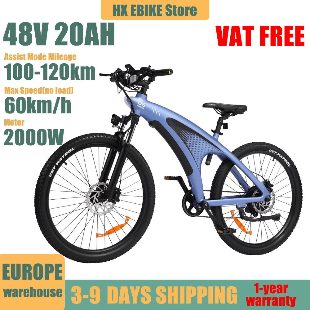VTT électriques HX Q5 pour adultes, 2000W, 48V20AH, vélo électrique tout-terrain, vélo électrique 60 km/h, pneus tout-terrain 27,5"*2,25"