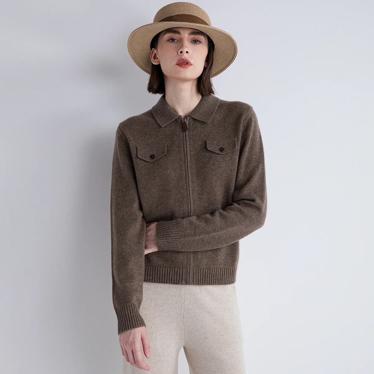 

TY652052 Роскошный женский шерстяной кашемировый кардиган LP, 70% шерсть, 30% кашемировый воротник, куртка с карманом и клапаном, вязаное пальто