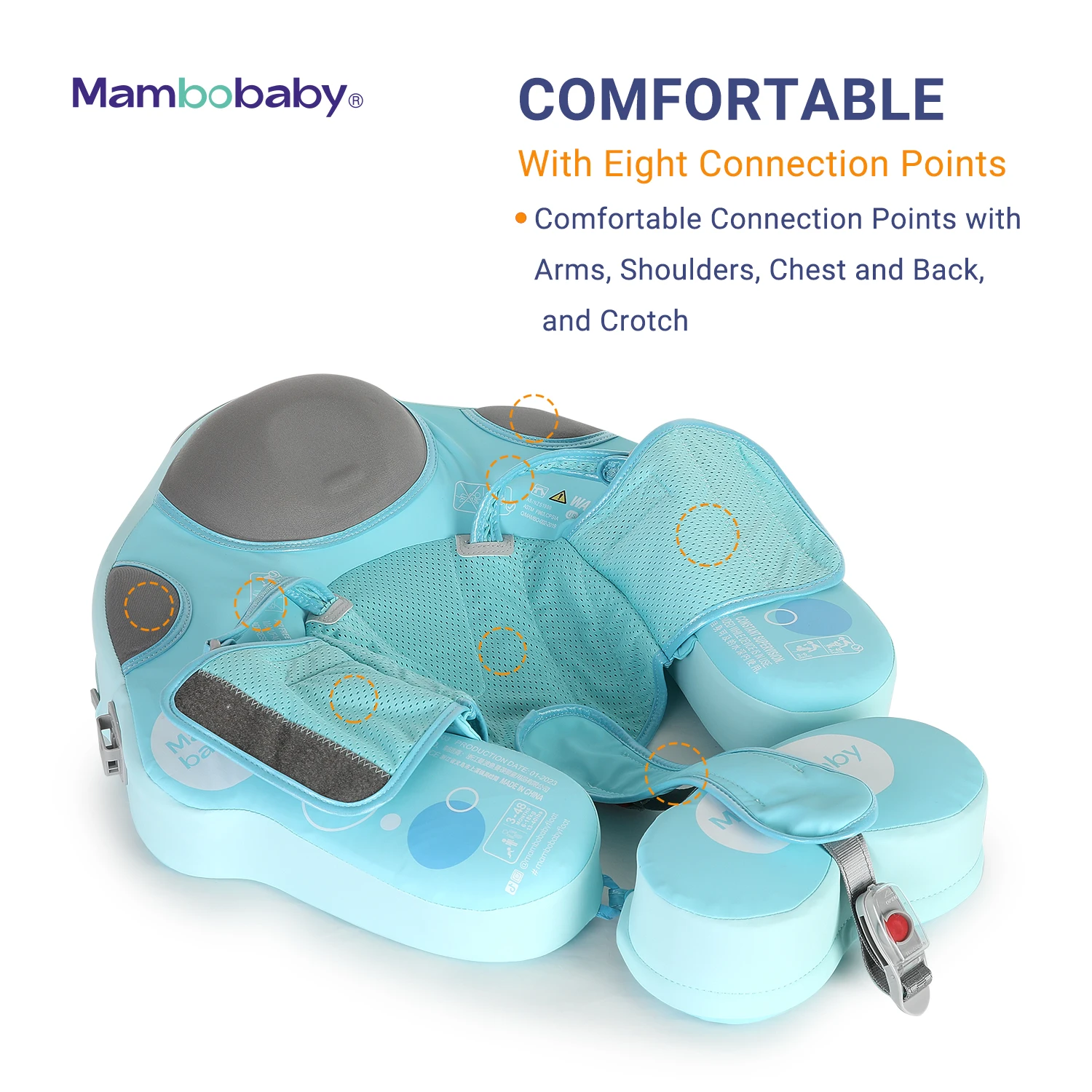 Mambobaby Float with Canopy 3rd Swim Mode Non Inflatable Swim Trainer Solid Mambo Baby Pool circle Infant Toddler Swimming Ring